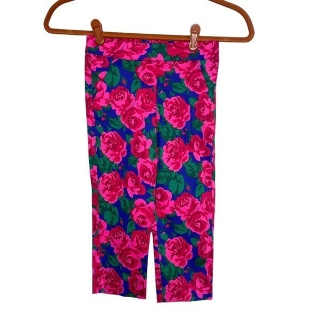 Janie and Jack Blue and Pink Floral Kids Ankle Length Pants